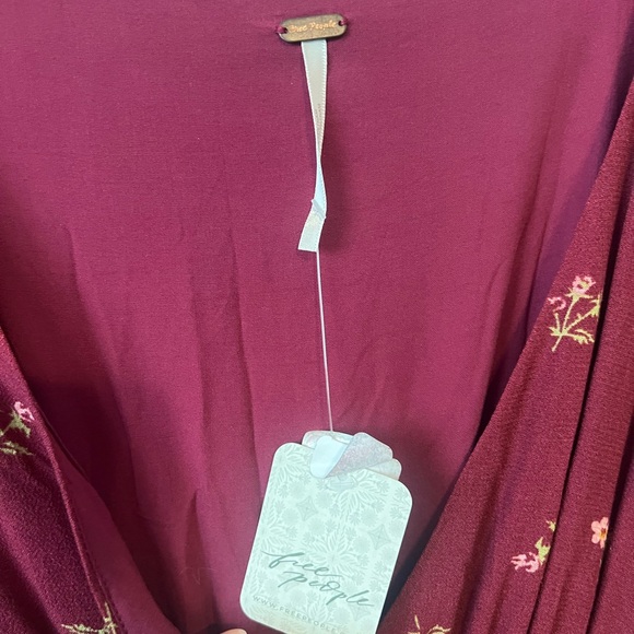 New! Free People Maroon Floral Dress ($128 retail) size large NWT - Picture 2 of 7